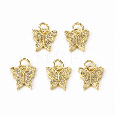 Brass Micro Pave Cubic Zirconia Charms KK-E068-VB026-1