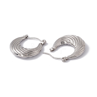 304 Stainless Steel Croissant Hoop Earrings for Women EJEW-E199-09P-1