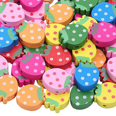 60Pcs Printed Natural Wood Beads WOOD-PA0001-92-1