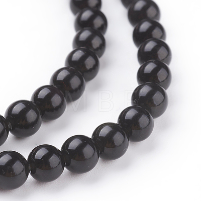 Natural Obsidian Beads Strands X-G-G099-6mm-24-1