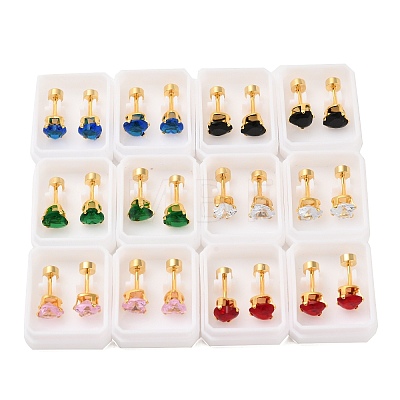 Heart Glass Ear Fake Plugs EJEW-H105-25G-E-1