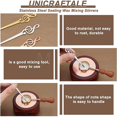 Unicraftale 3Pcs 3 Colors Stainless Steel Sealing Wax Mixing Stirrers STAS-UN0040-10-1