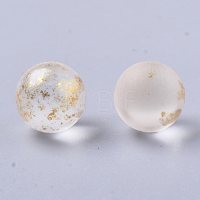 Transparent Spray Painted Frosted Glass Beads GLAA-N035-05A-02-1