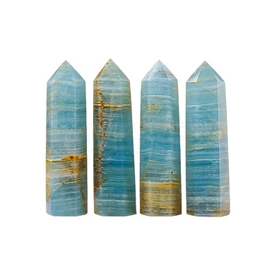 Point Tower Natural Blue Calcite Healing Stone Wands PW-WG13889-01-1