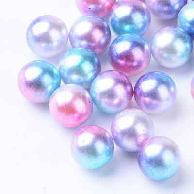Rainbow Acrylic Imitation Pearl Beads OACR-R065-10mm-A02-1