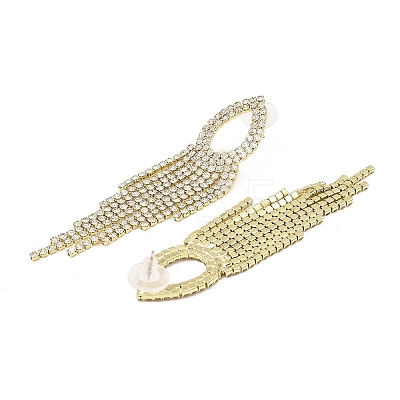 Cubic Zirconia Chains Tassel Earrings EJEW-P236-10G-1