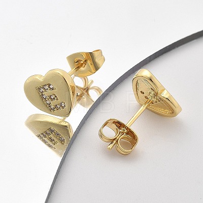 Rack Plating Brass Micro Pave Clear Cubic Zirconia Stud Earrings EJEW-K299-01G-E-1