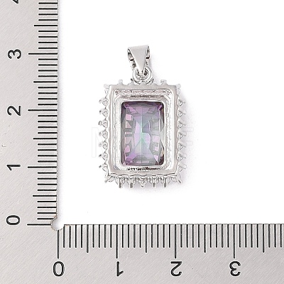 Rack Plating Brass Micro Pave Cubic Zirconia Pendants ZIRC-I066-06A-03-1