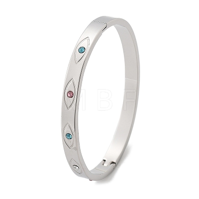 Eye 304 Stainless Steel Rhinestone Bangles for Women BJEW-Z092-09P-1