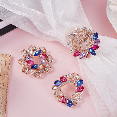 Gorgecraft 3Pcs 3 Style Colorful Dyed Quartz Flower & Heart Brooch Pins FIND-GF0005-31-1