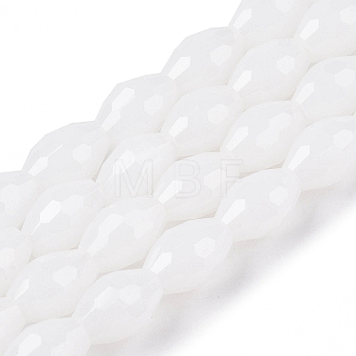 Opaque Solid Color Imitation Jade Glass Beads Strands EGLA-A037-P6x8mm-D01-1