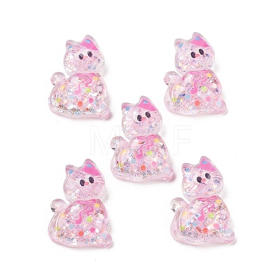 Transparent Resin Bowknot Kitten Decoden Cabochons RESI-M045-07A-1