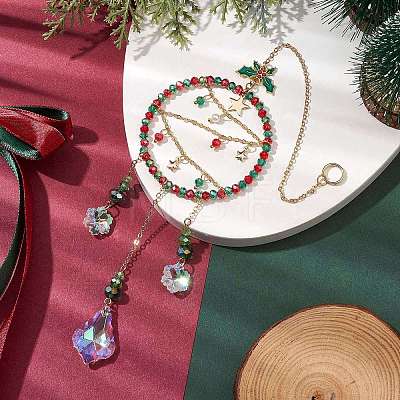 Christmas Theme Glass Ring Pendant Decoration HJEW-TA00229-1