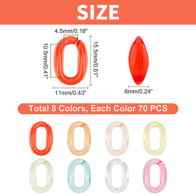   490Pcs 7 colors Transparent Acrylic Linking Rings TACR-PH0001-24-1