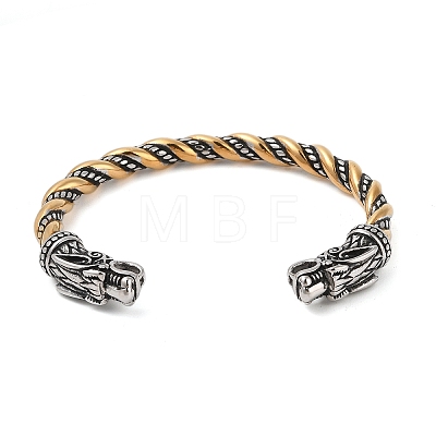 Ion Plating(IP) 304 Stainless Steel Viking Open Cuff Bangles for Men BJEW-U001-04B-G-1