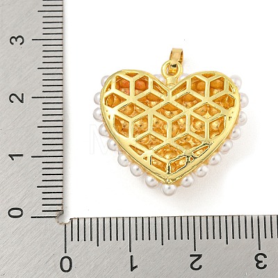 Rack Plating Brass & ABS Plastic Imitation Pearl Pendants KK-N255-03E-G-RS-1