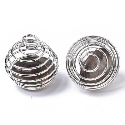 Iron Wrap-around Spiral Bead Cage Pendants IFIN-R239-03P-1