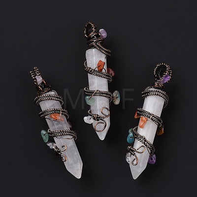 Natural & Synthetic Gemstone Pointed Big Pendants G-H274-05R-1