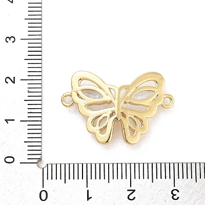 Rack Plating Brass Pave Cubic Zirconia Butterfly Connector Charms KK-Z064-36G-01-1