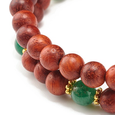 Natural Rosewood Round Beads Bracelets Set BJEW-JB07275-1