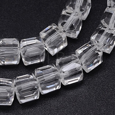Faceted Cube Transparent Glass Beads Strands EGLA-E041-5mm-D01-1