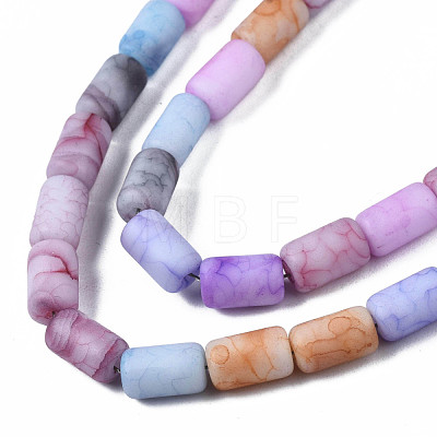 Opaque Baking Painted Crackle Glass Beads Strands FGLA-T004-01I-1