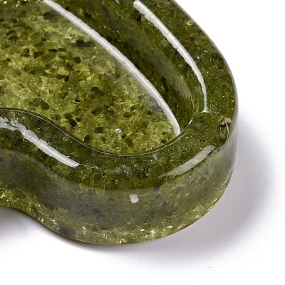 Resin with Natural Peridot Chip Stones Ashtray DJEW-F015-03C-1