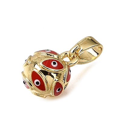 Brass with Red Enamel Charms KK-CBAA632-39G-1