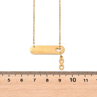 304 Stainless Steel Long Oval with Infinity Pendant Necklaces NJEW-H093-09G-1