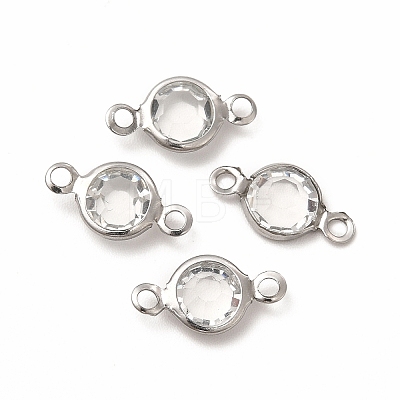 304 Stainless Steel with Glass Connector Charms STAS-G305-08P-03-1
