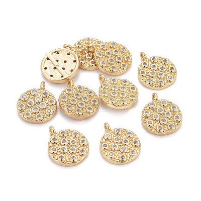 Brass Micro Pave Cubic Zirconia Pendants KK-D156-05G-D-1