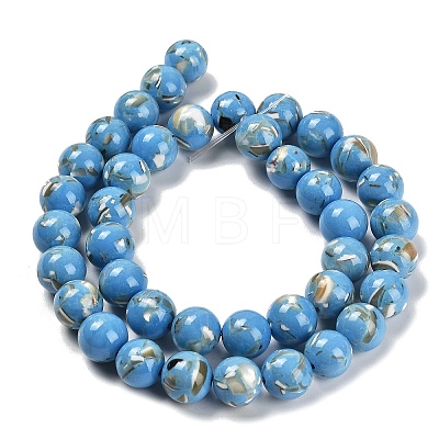 Assembled Synthetic Stone and Trochus Shell Beads Strands G-B128-08D-08-1