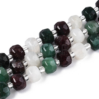 Natural Fuchsite & Garnet & White Moonstone Beads Strands G-T144-20A-01-1