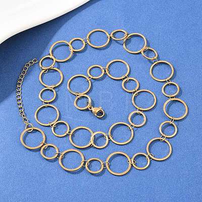 304 Stainless Steel 8MM and 12MM Ring Link Chain Necklaces NJEW-P343-02B-G-1
