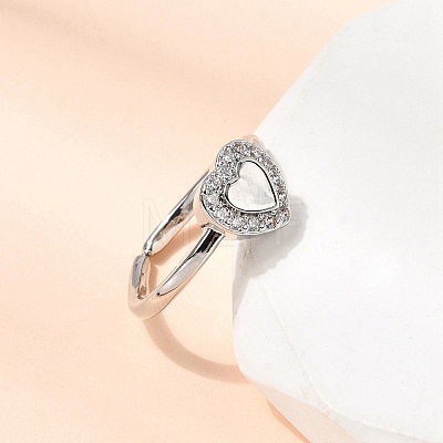 Brass Micro Pave Cubic Zirconia Cuff Open Rings for Women RJEW-B160-10P-1