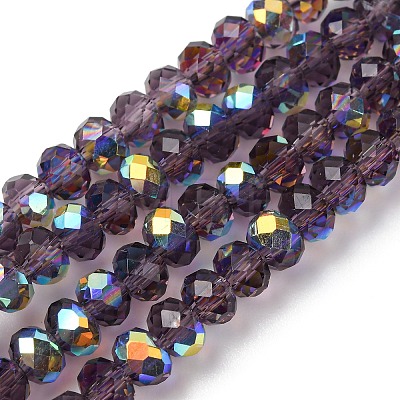 Electroplate Transparent Glass Beads Strands EGLA-A046-01A-11-1
