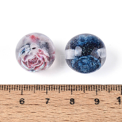 Transparent Inner Flower Resin Beads RESI-T061-08M-1