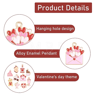 20Pcs 10 Styles Valentine's Day Alloy Enamel Pendants ENAM-YW0008-67-1