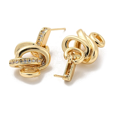 Brass with Clear Cubic Zirconia Dangle Stud Earrings EJEW-B035-07KCG-1