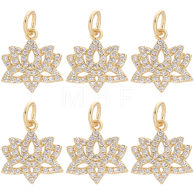 6Pcs Brass Micro Pave Clear Cubic Zirconia Charms ZIRC-BBC0002-18-1