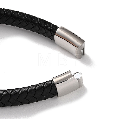 Men's Braided Black PU Leather Cord Bracelets BJEW-K243-18AS-1