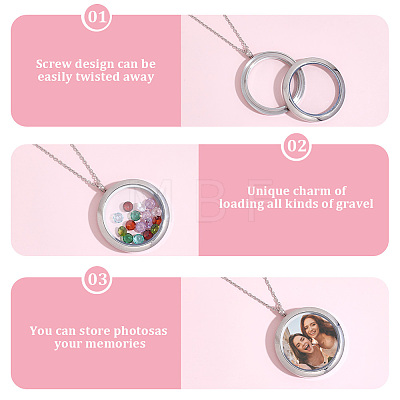 4Pcs Stainless Steel Locket Pendants STAS-BBC0010-31A-1