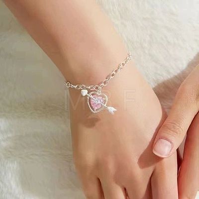 Valentine's Day Heart & Arrow Alloy Rhinestone Charm Bracelets FS-WG94D09-01-1