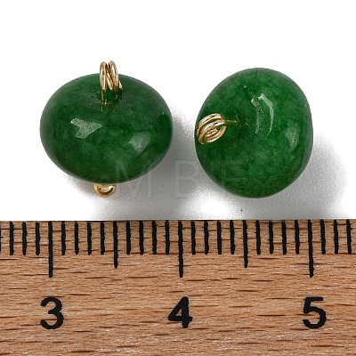 Natural White Jade Dyed Saucer Charms with Rack Plating Golden Tone Brass Bails KK-B103-17B-04-1