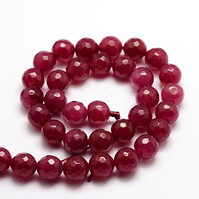Dyed Natural White Jade Round Beads Strands X-G-E313-10mm-05-1