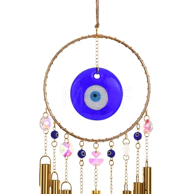 Boho Glass Evil Eye Wind Chime HJEW-G028-02-1