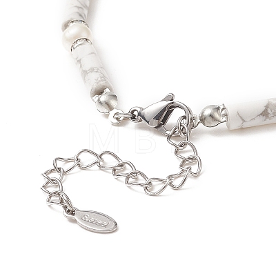 Natural Howlite & Pearl & Crystal Rhinestone Beaded Necklace for Women NJEW-JN04209-02-1