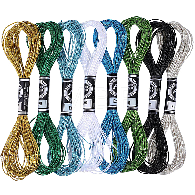 8 Skeins 8 Colors 12-Ply Metallic Polyester Embroidery Floss OCOR-CY0004-56B-1