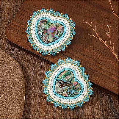 Bohemian Handmade Glass Seed Beads Heart Shape Stud Earrings PG9083-1