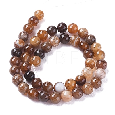 Natural Striped Agate/Banded Agate Beads Strands G-G582-4mm-55-1